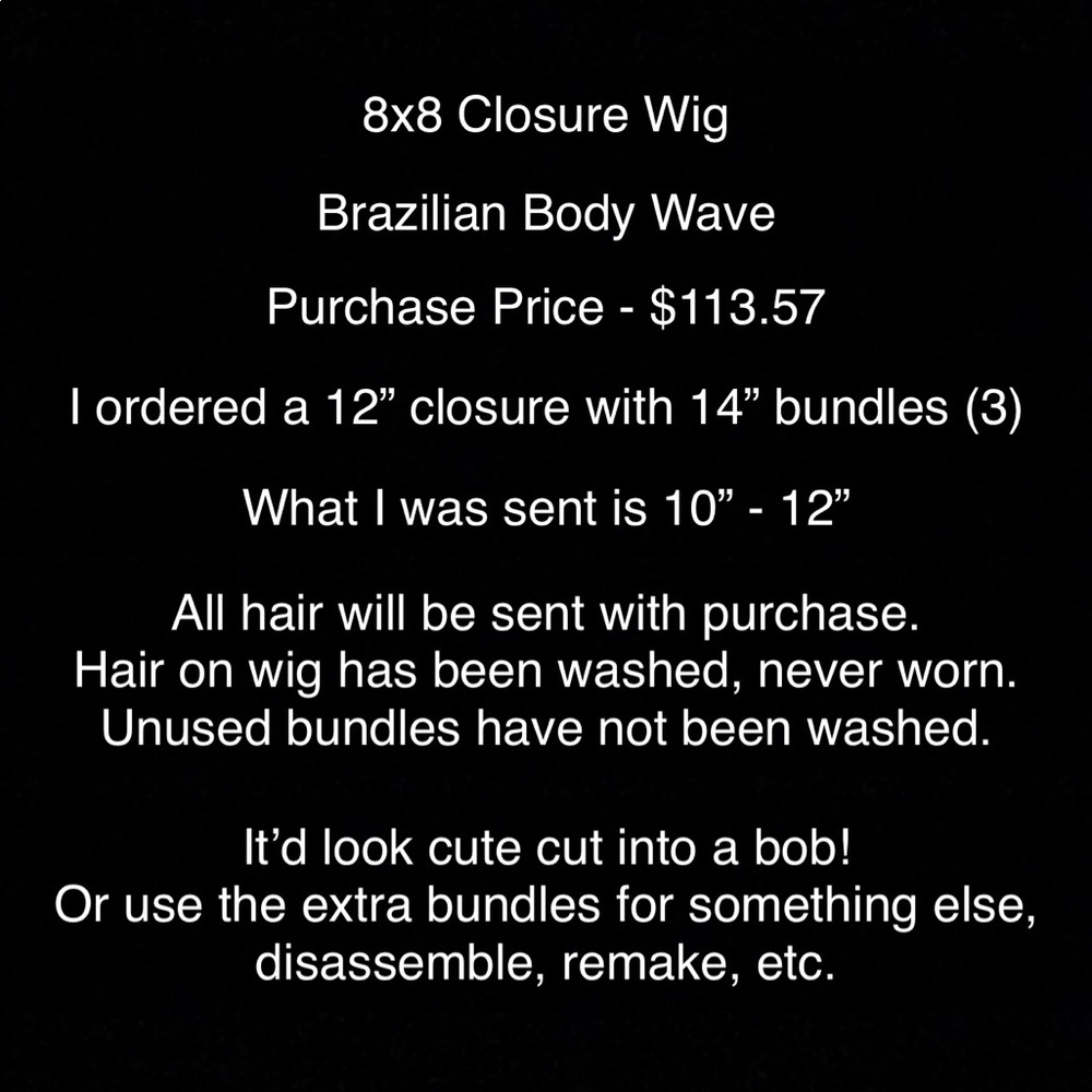 8x8 Closure Wig - Brazilian Body Wave